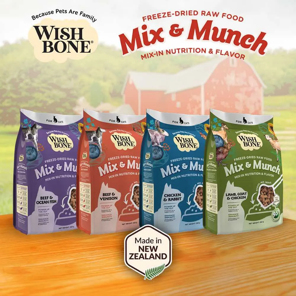 15% OFF: Wishbone Mix & Munch Beef & Venison Grain-Free Freeze-Dried Raw Food Cat Food Topper 350g