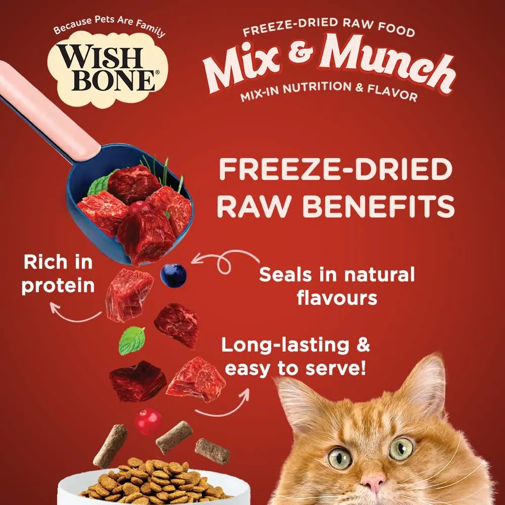 15% OFF: Wishbone Mix & Munch Beef & Venison Grain-Free Freeze-Dried Raw Food Cat Food Topper 350g