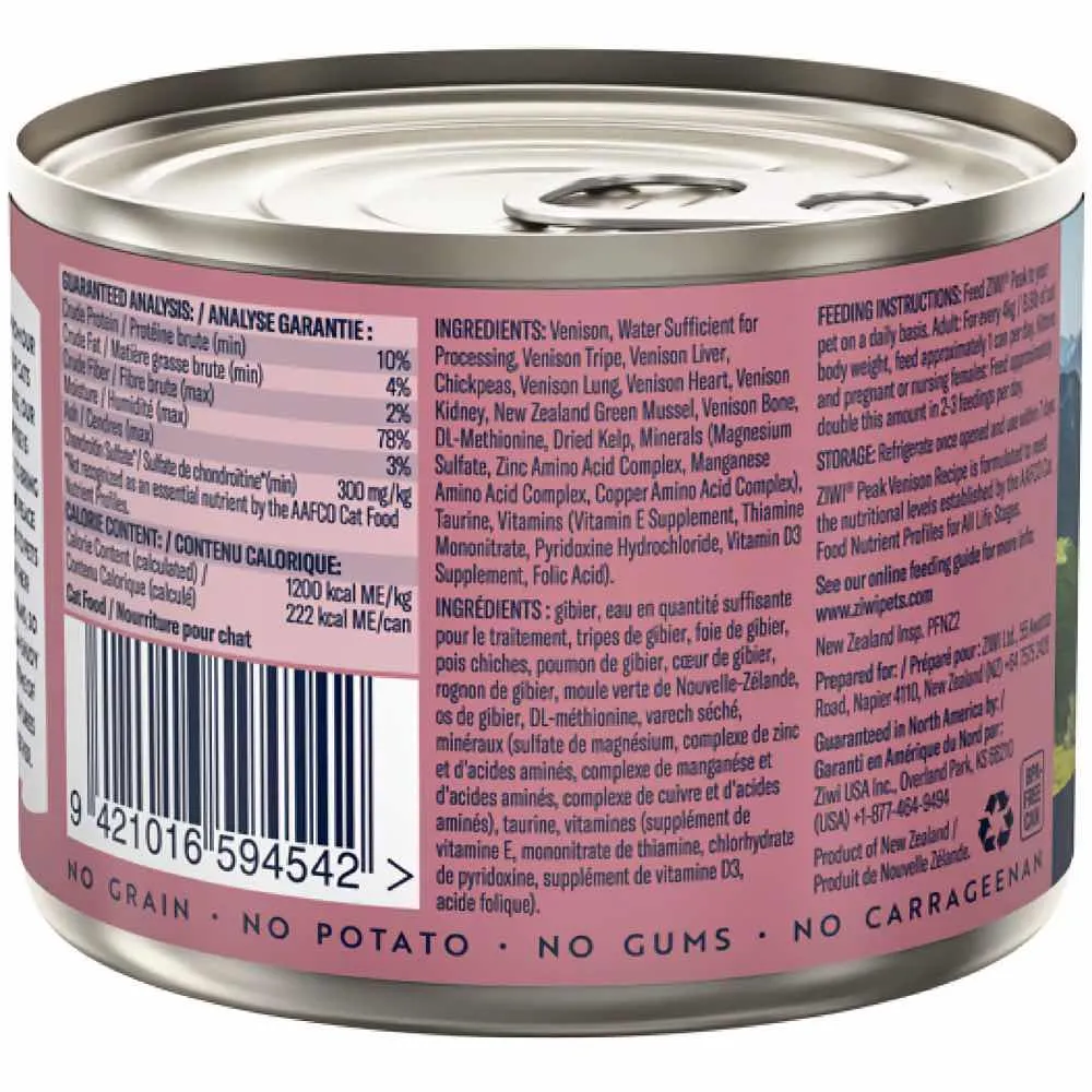 20% OFF: ZiwiPeak Venison Grain-Free Canned Cat Food 185g