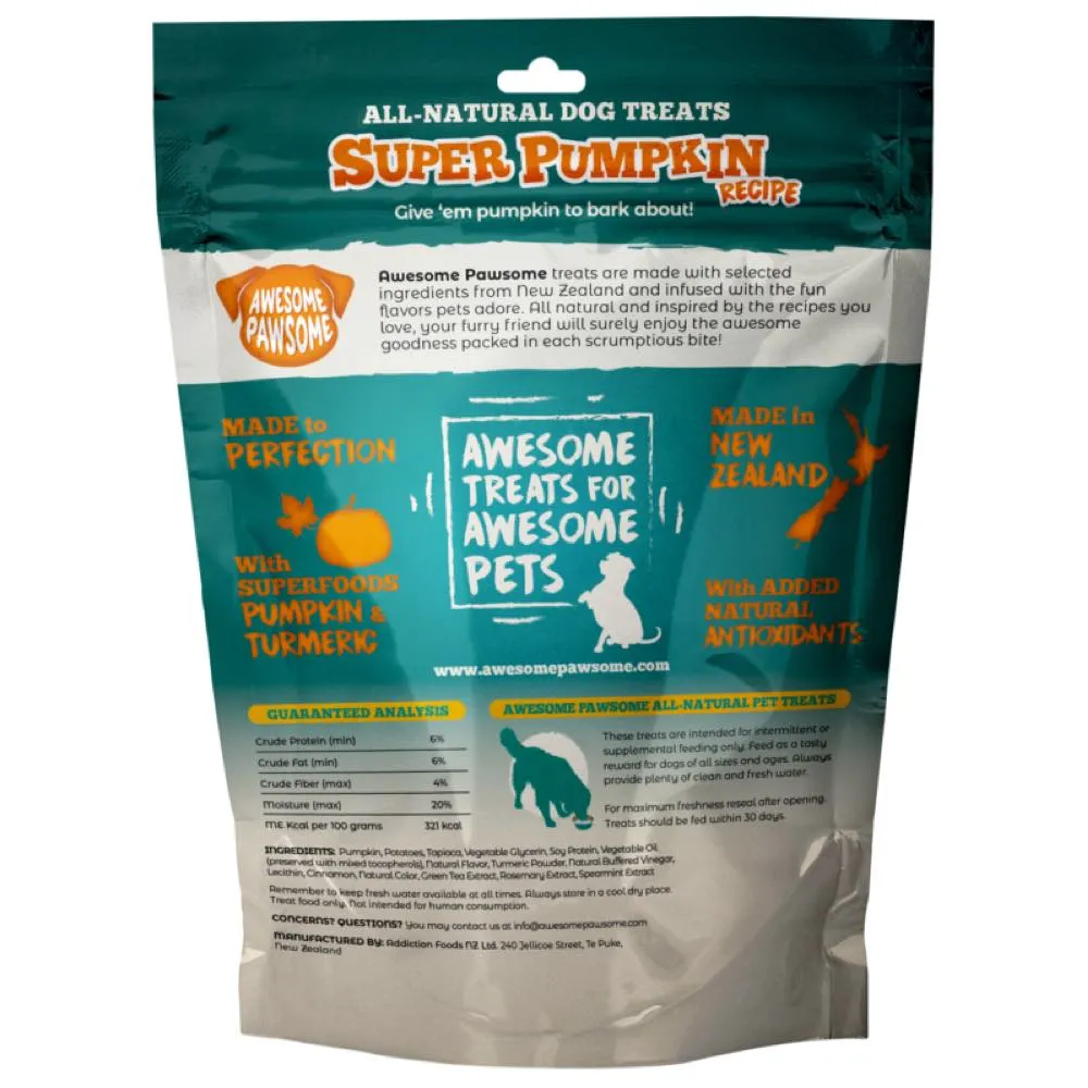 4 FOR $14: Awesome Pawsome Super Pumpkin Grain-Free Vegetarian Dog Treats 3oz