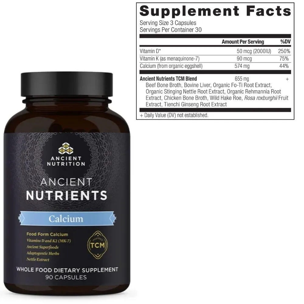 Ancient Nutrition Nutrients Calcium 90 Capsules