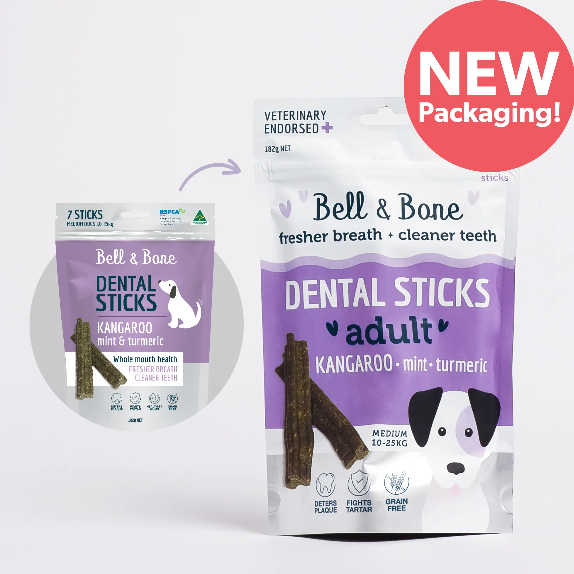 Bell & Bone Dog Dental Sticks Kangaroo Mint and Turmeric