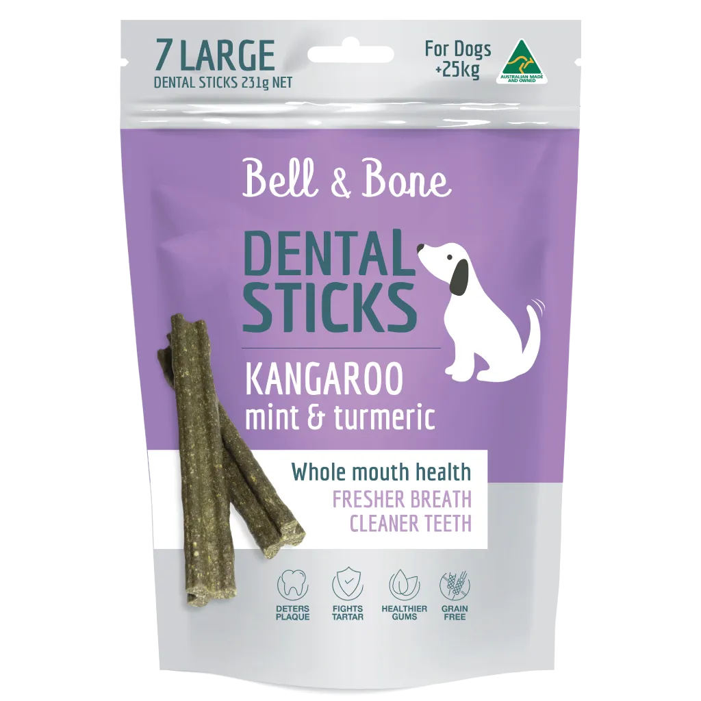 Bell & Bone Dog Dental Sticks Kangaroo Mint and Turmeric