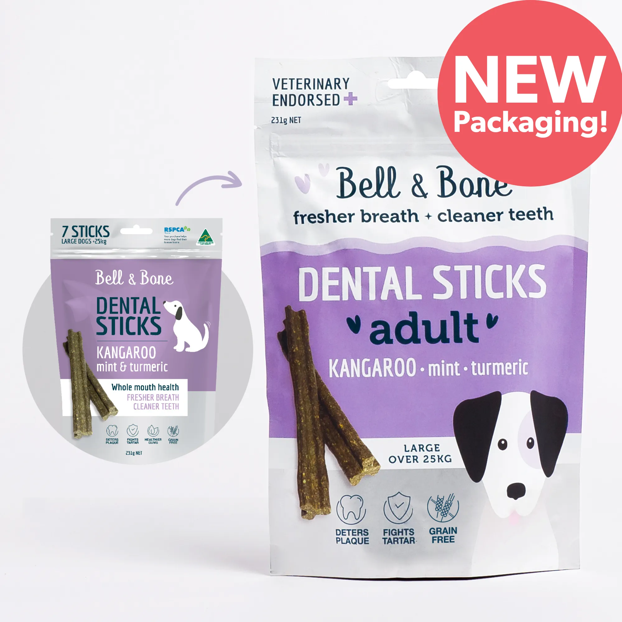 Bell & Bone Dog Dental Sticks Kangaroo Mint and Turmeric