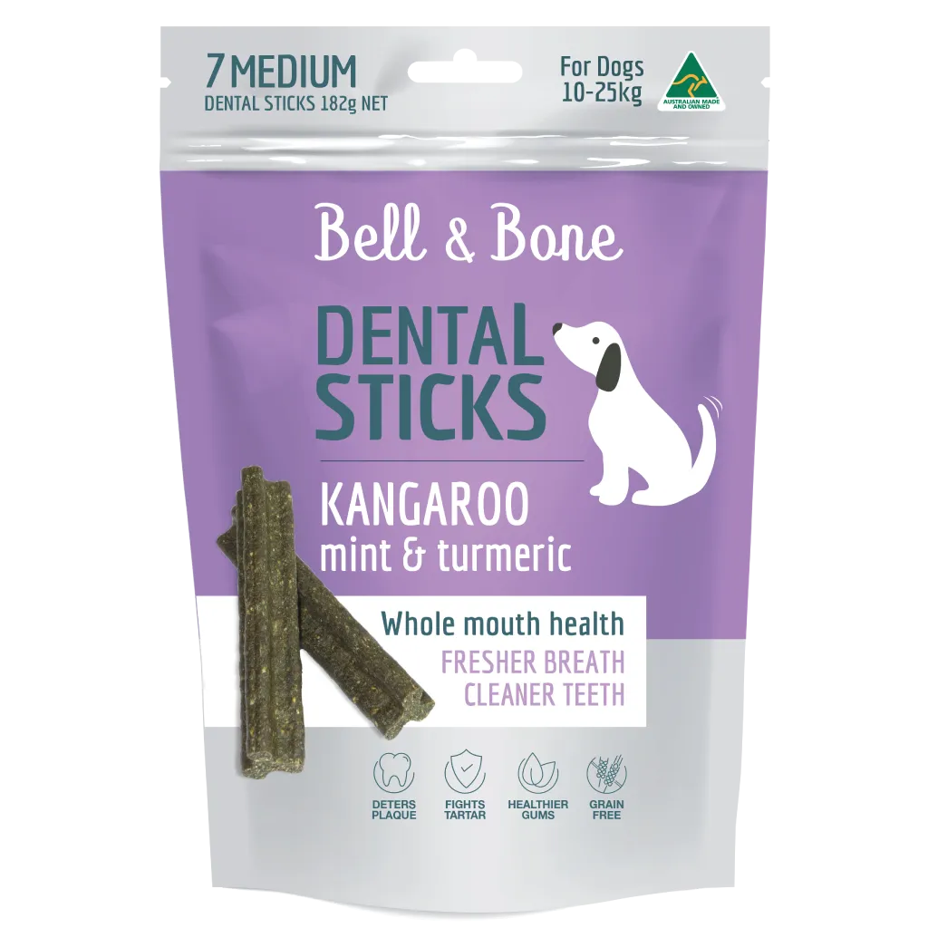 Bell & Bone Dog Dental Sticks Kangaroo Mint and Turmeric