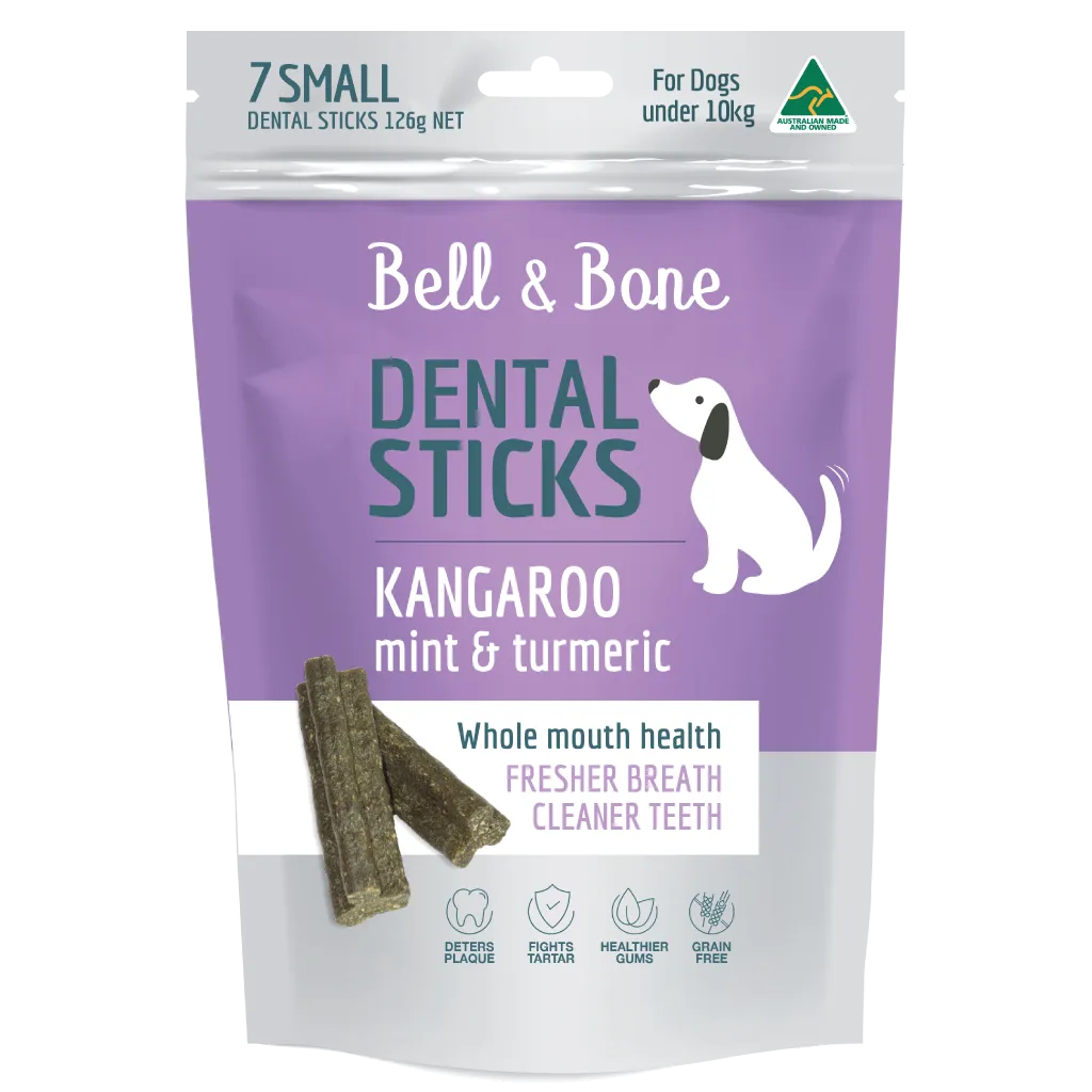 Bell & Bone Dog Dental Sticks Kangaroo Mint and Turmeric