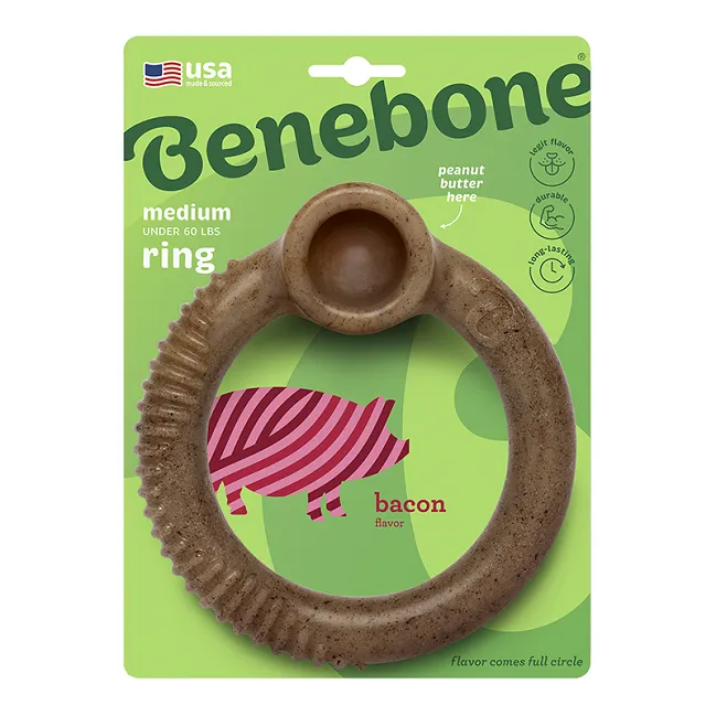 Benebone Bacon Ring Durable Dog Chew, Medium