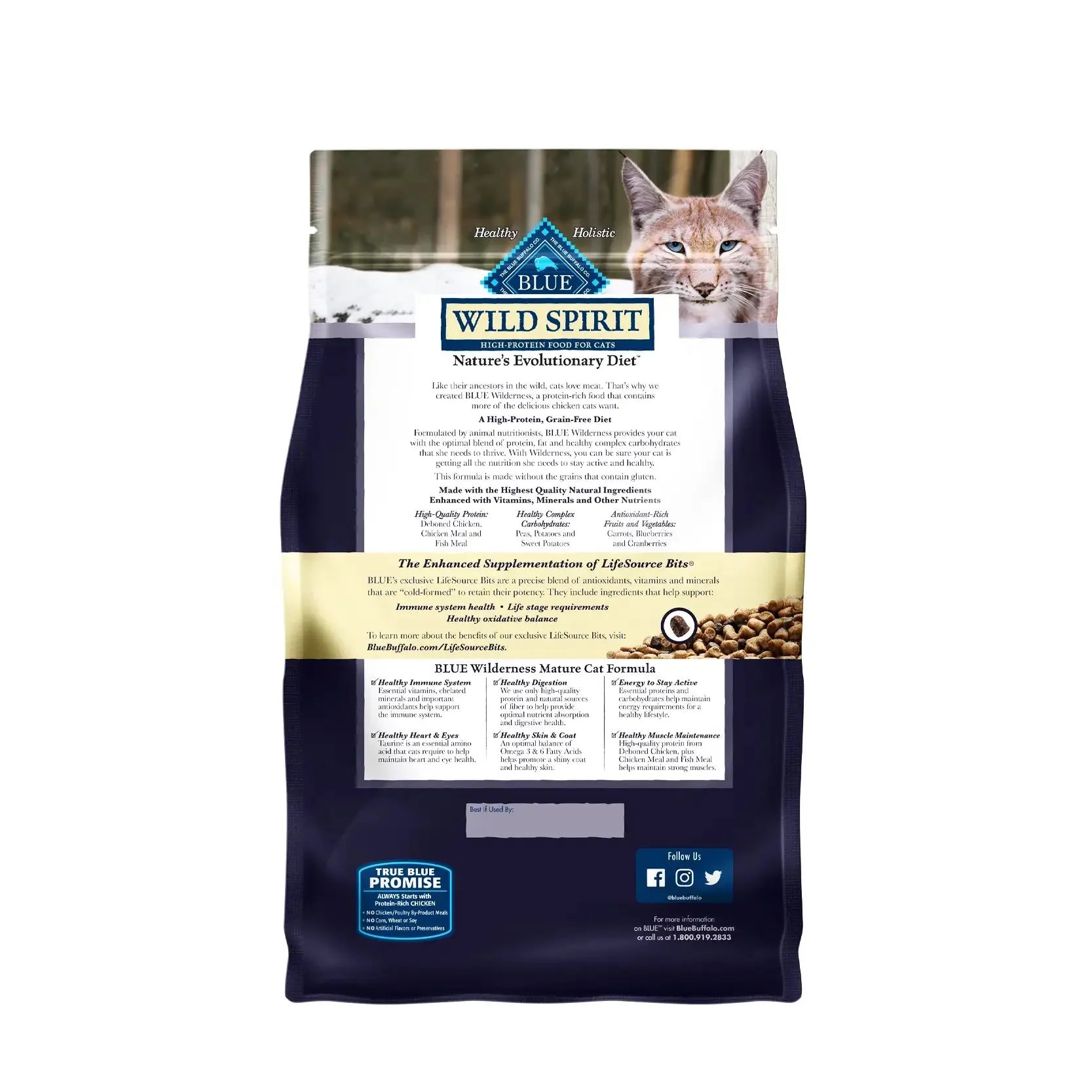 Blue Buffalo Grain-Free Cat Food - WILD Spirit Indoor Mature Adult Chicken Recipe 5lb