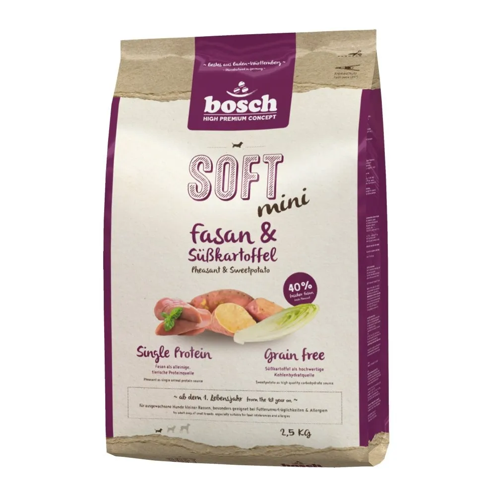 Bosch High Premium Soft  Mini Pheasant & Sweet Potato Grain Free Dry Dog Food 2.5kg