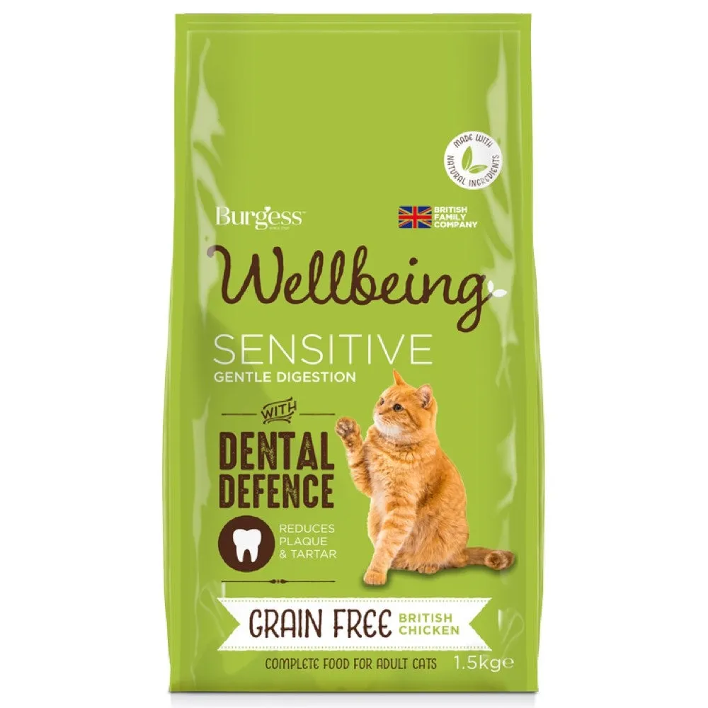 Burgess Wellbeing Grain Free Sensitive Chicken Adult Dry Cat Food 1.5kg