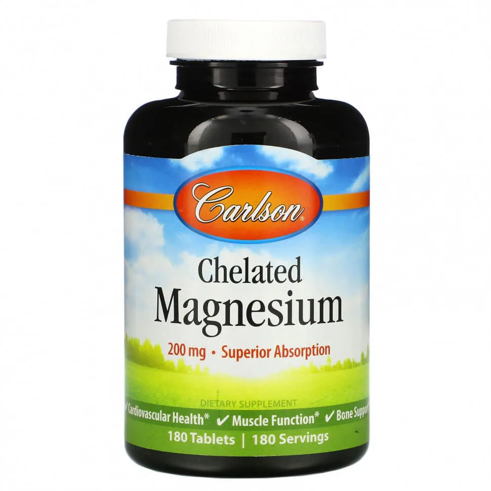 Chelated magnesium Carlson Chelated Magnesium 200 mg, 180 tablets