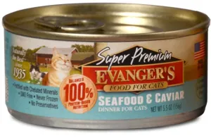 Evanger's Super Premium Wet Cat Food Seafood & Caviar, 5.5oz