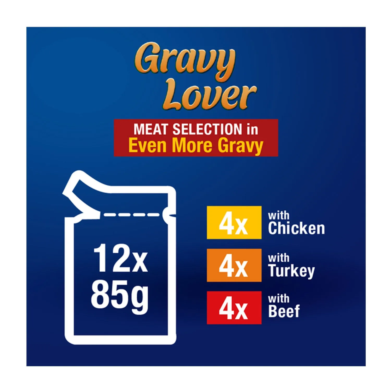 Felix Gravy Lovers Meat Selection Adult Wet Cat Food Pouches 12x85g