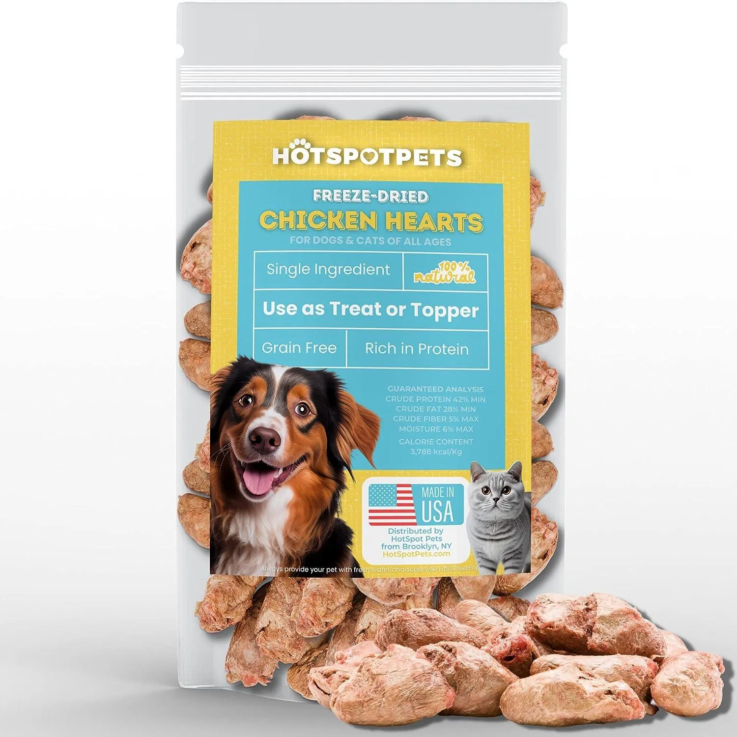 Freeze Dried Chicken Hearts for Dogs & Cats