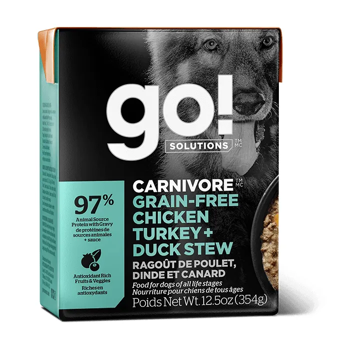 Go! Carnivore Grain Free Chicken, Turkey   Duck Stew for dogs