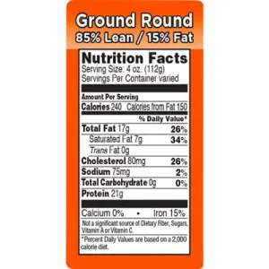 Gr Round 85% Lean/15% Fat Label | Roll of 1,000