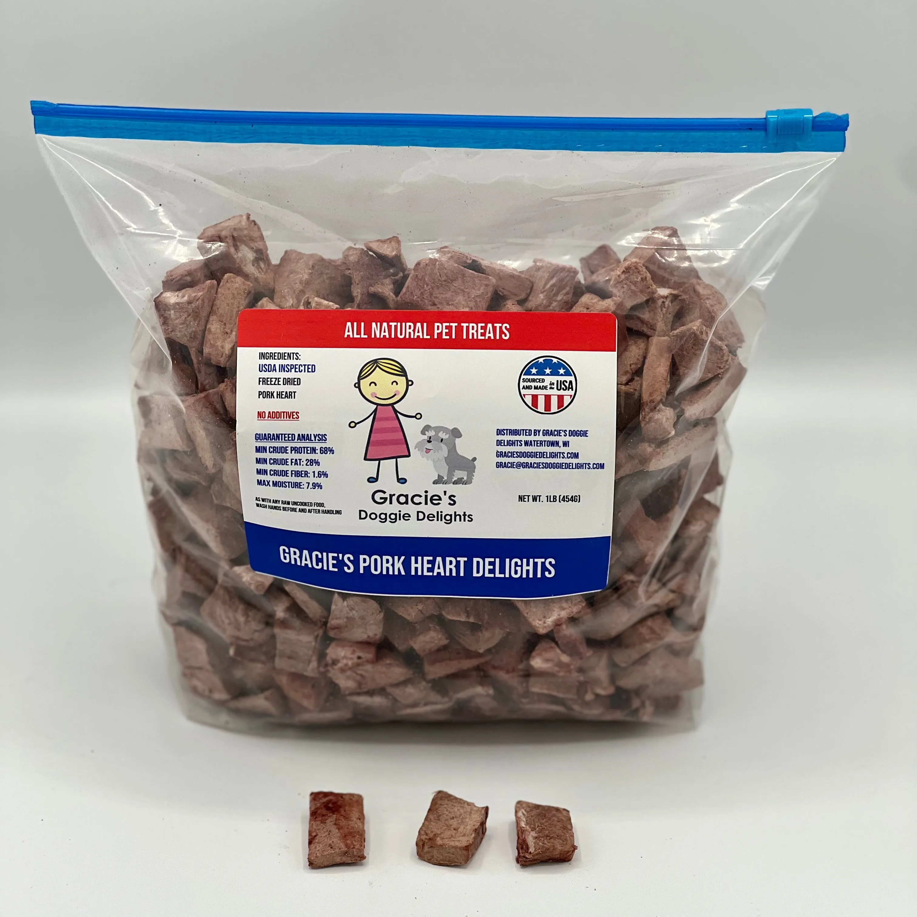 Gracie's Pork Heart Delights Freeze Dried Dog Treats