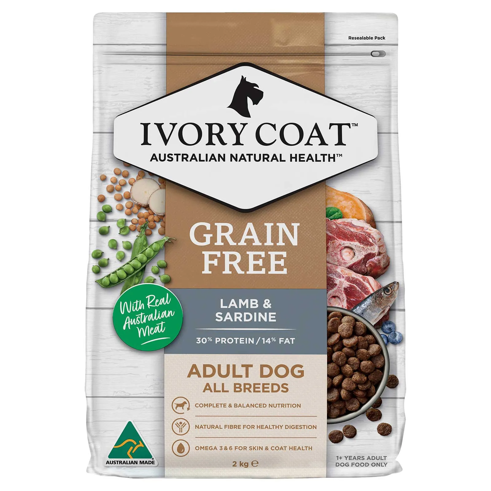 Ivory Coat Grain Free Dog Food Adult Lamb & Sardine