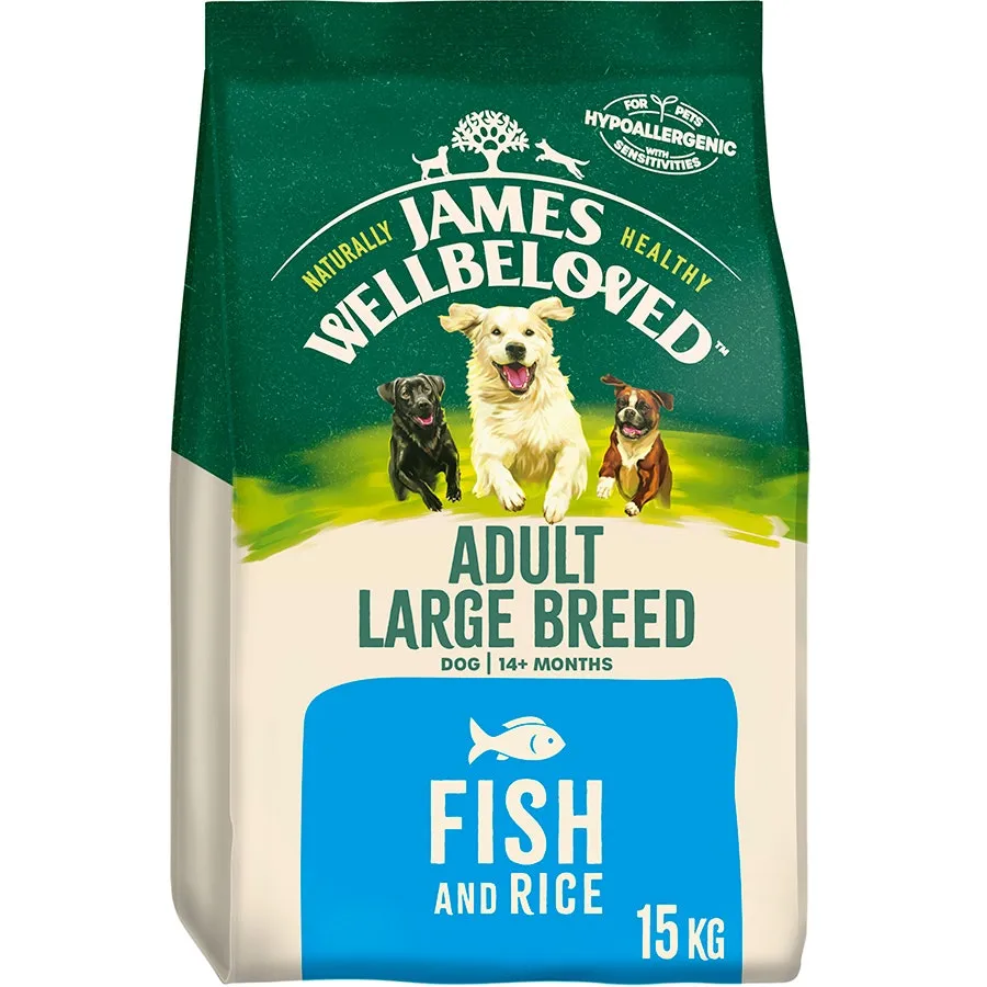 James Wellbeloved Adult Dog Large Breed Fish & Rice Kibble Dog Food 15kg