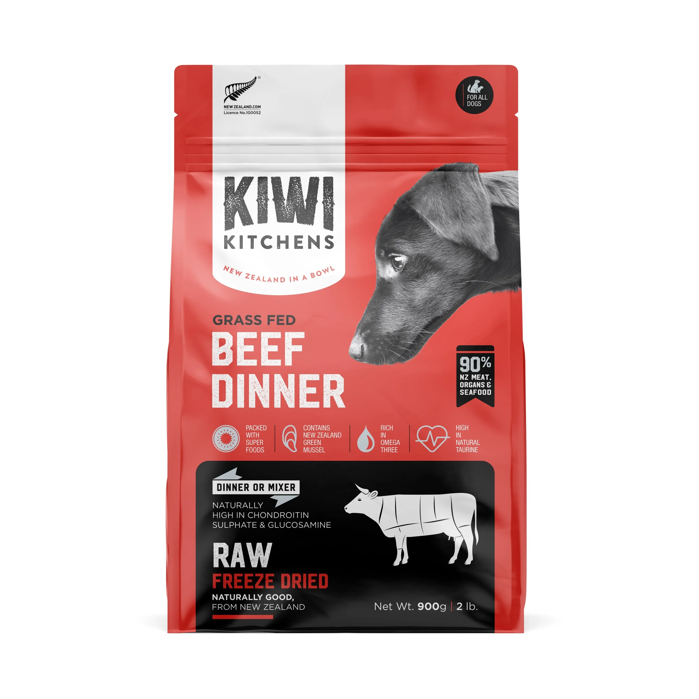 Kiwi Kitchens Beef Dinner Freeze Dried Dog Food 900g