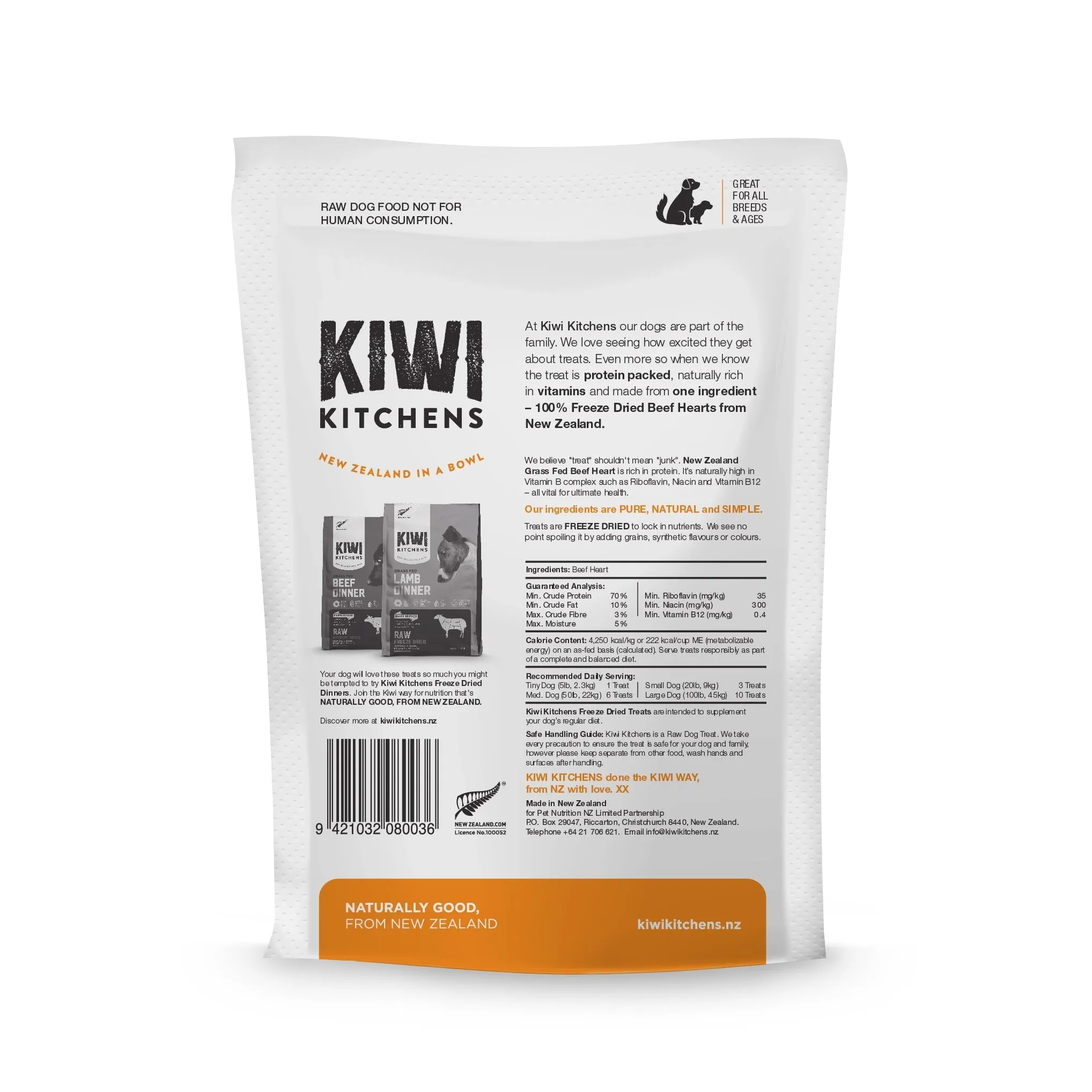 Kiwi Kitchens Beef Heart Freeze Dried Dog Treats 100g^^^