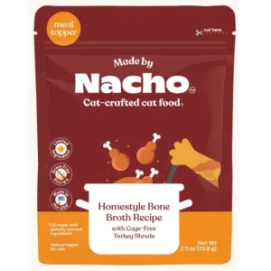 Made by Nacho, Homestyle Bone Broth with Cage-Free Turkey Shreds - Case of 24, 2.5oz Pouches