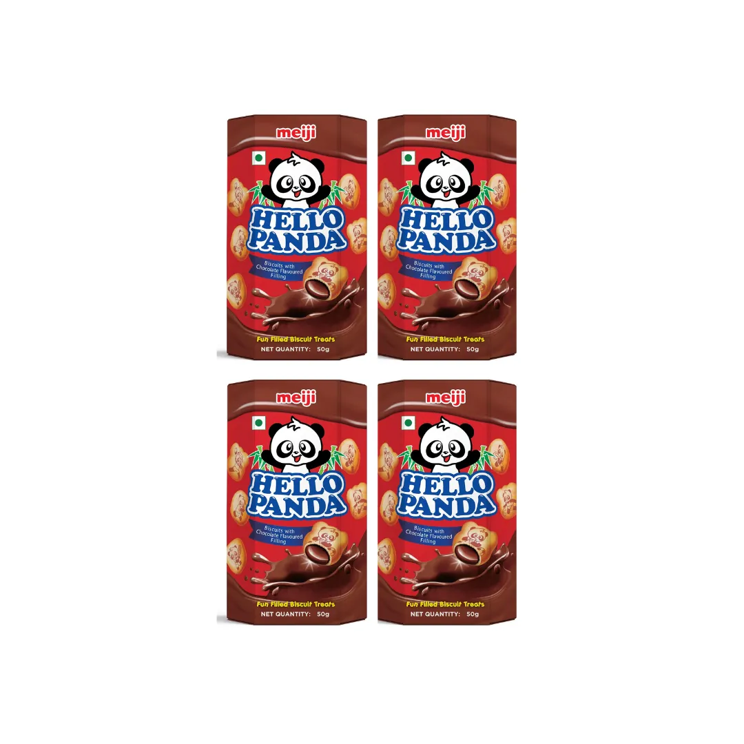 Meiji Hello Panda Chocolate Biscuits 100g (Pack of 4) | Japanese Chocolate Cookies