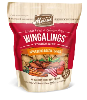 Merrick Grain-Free Wingalings Kitchen Bites Applewood Bacon Flavor Dog Treats 9oz