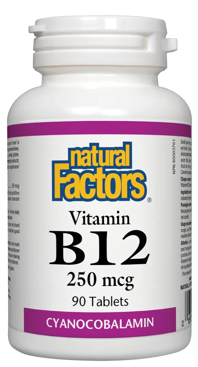 Natural Factors B-12 Cyanocobalamin (250 mcg) (90 Tablets)