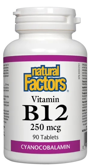 Natural Factors B-12 Cyanocobalamin (250 mcg) (90 Tablets)