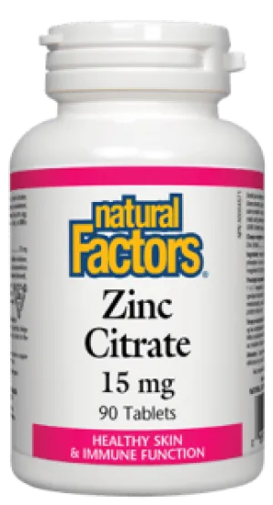 Natural Factors Zinc Citrate (15mg) (90 Tablets)