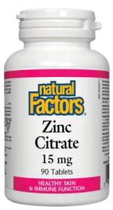 Natural Factors Zinc Citrate (15mg) (90 Tablets)