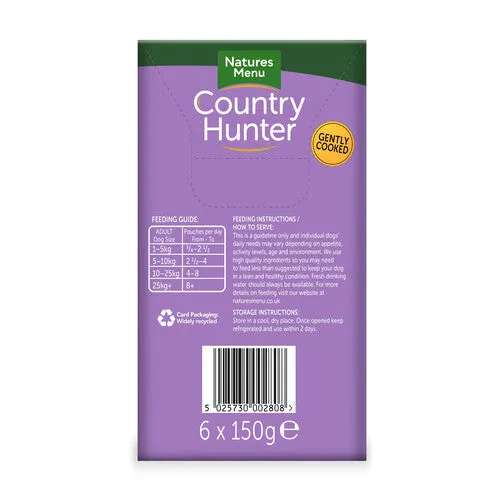 Natures Menu Country Hunter Superfood Grain Free Turkey Wet Dog Food Pouches 6 x 150g