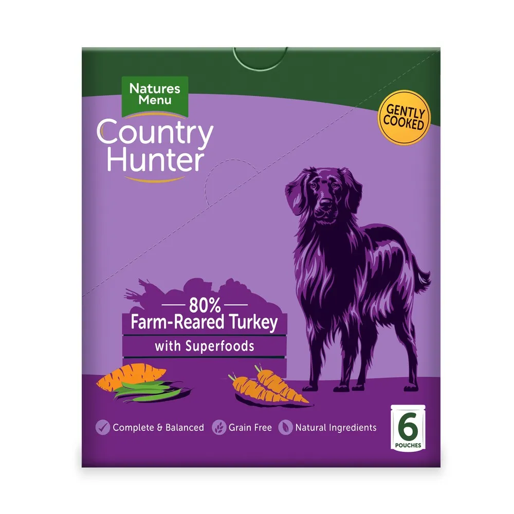 Natures Menu Country Hunter Superfood Grain Free Turkey Wet Dog Food Pouches 6 x 150g