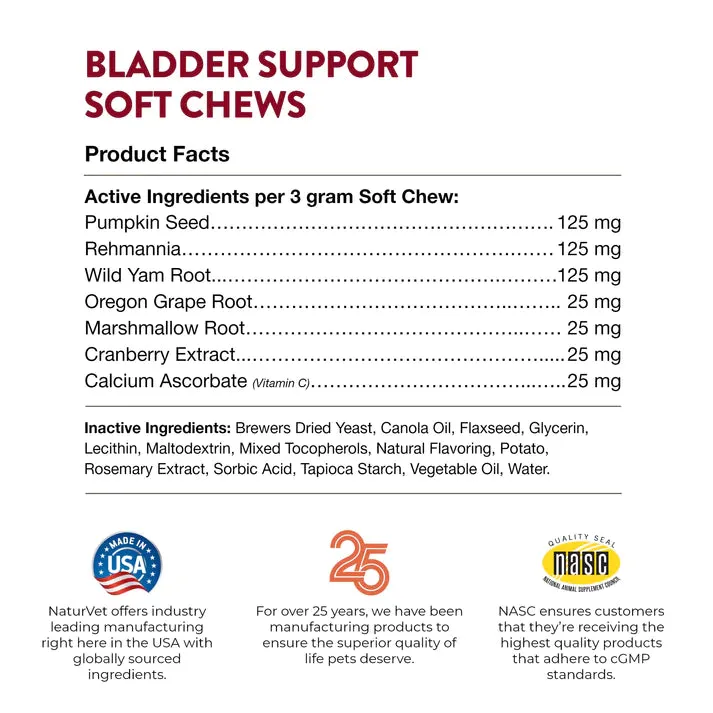 NaturVet Bladder Support plus Cranberry 60 soft chews