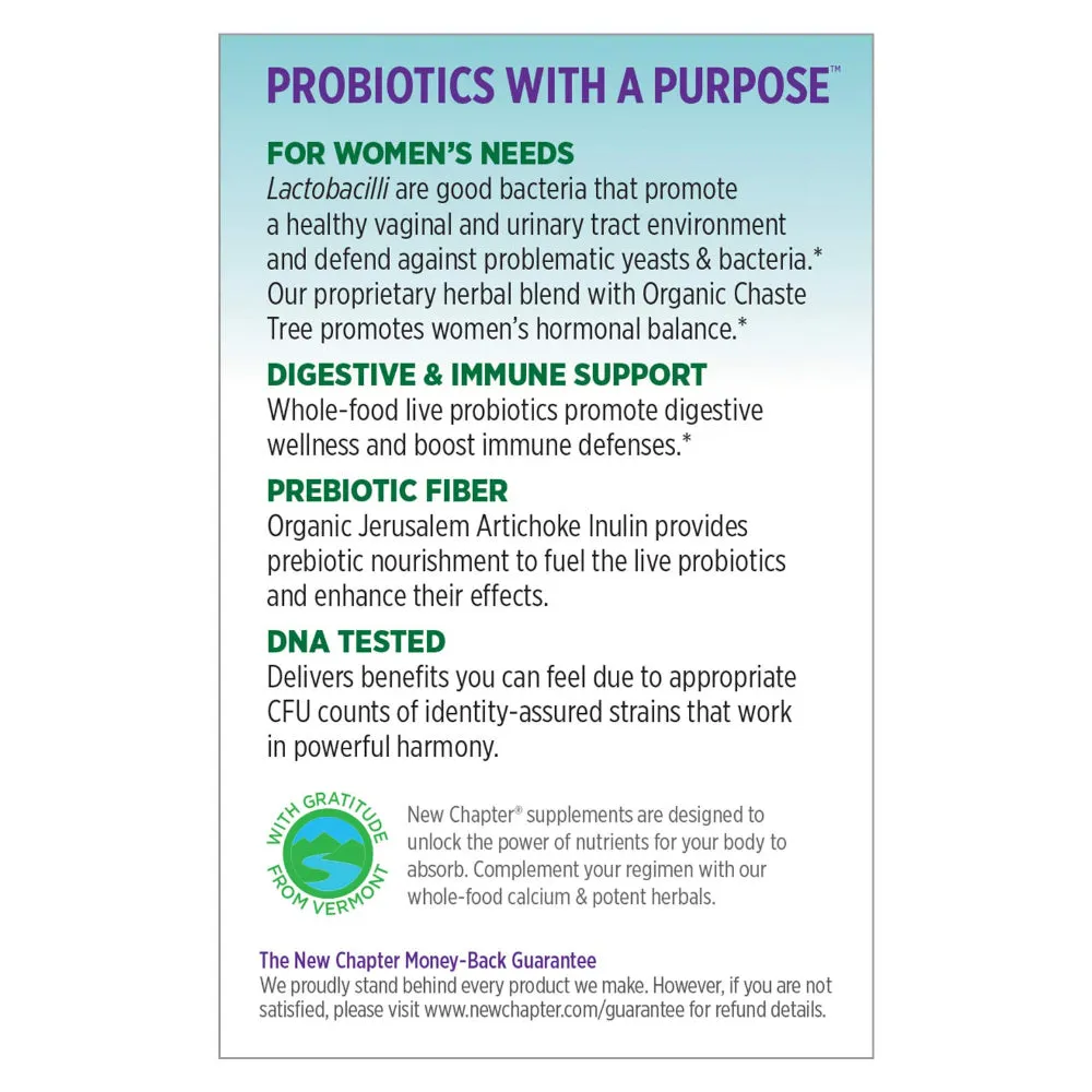 New Chapter Women's Daily Probiotic with Prebiotics and Probiotics, Vegan, Non-GMO, 30 Vegan Capsules - 0112