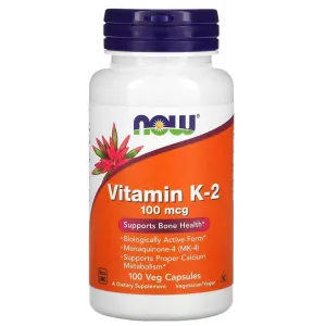 NOW Vitamin K-2, 100 mcg, 100 Veg Capsules