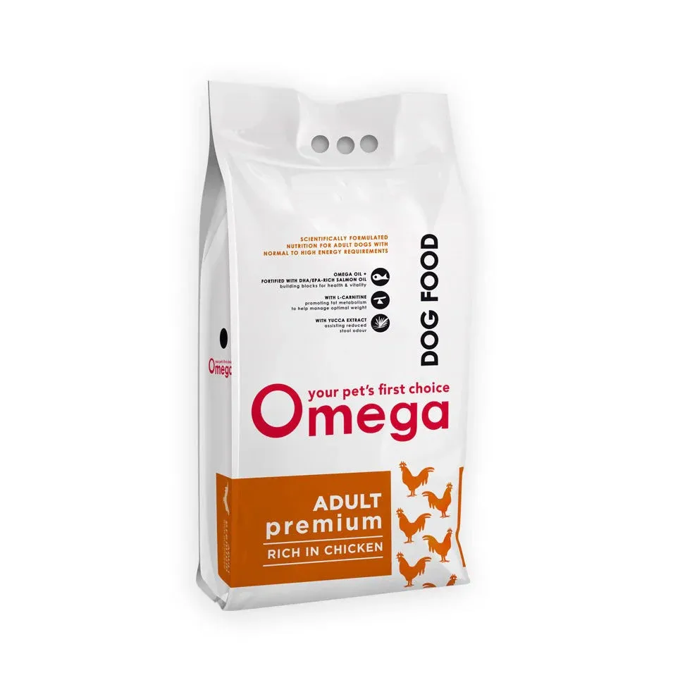 Omega Adult Premium Rich in Chicken Dog Food (select size for price)