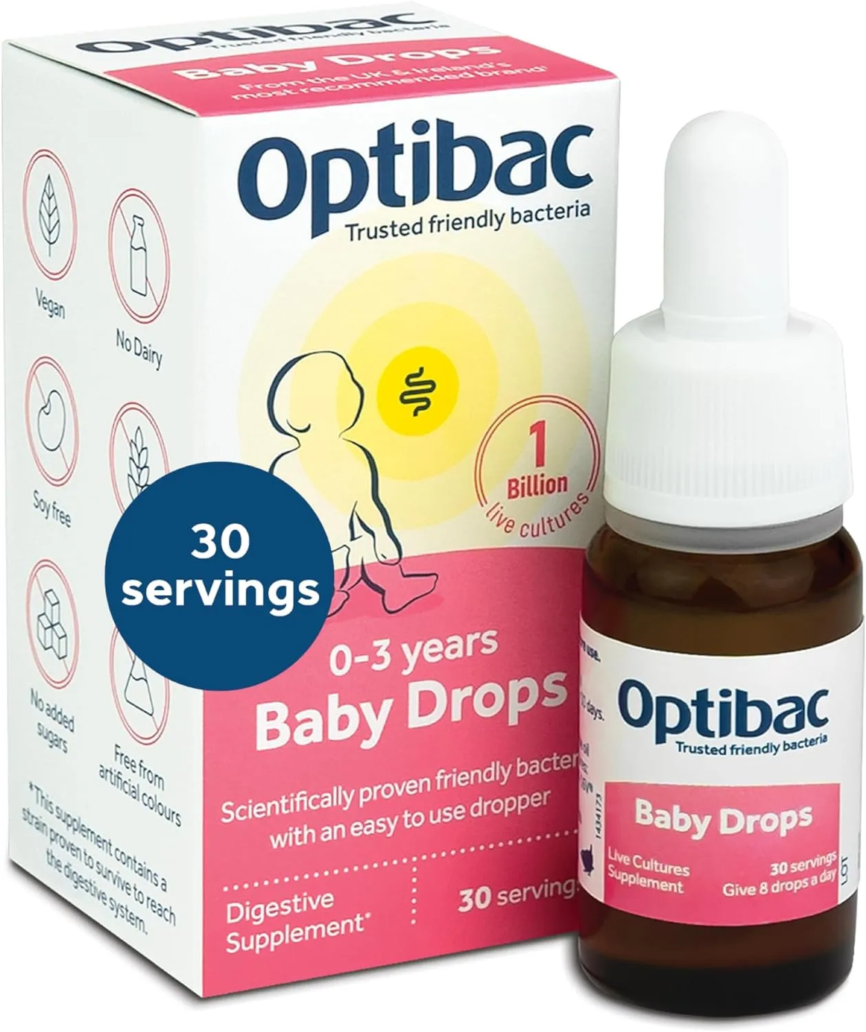 Optibac Probiotic Baby Drops: 30ml, 1B Bacterial Cultures, 30-Day Supply Junior