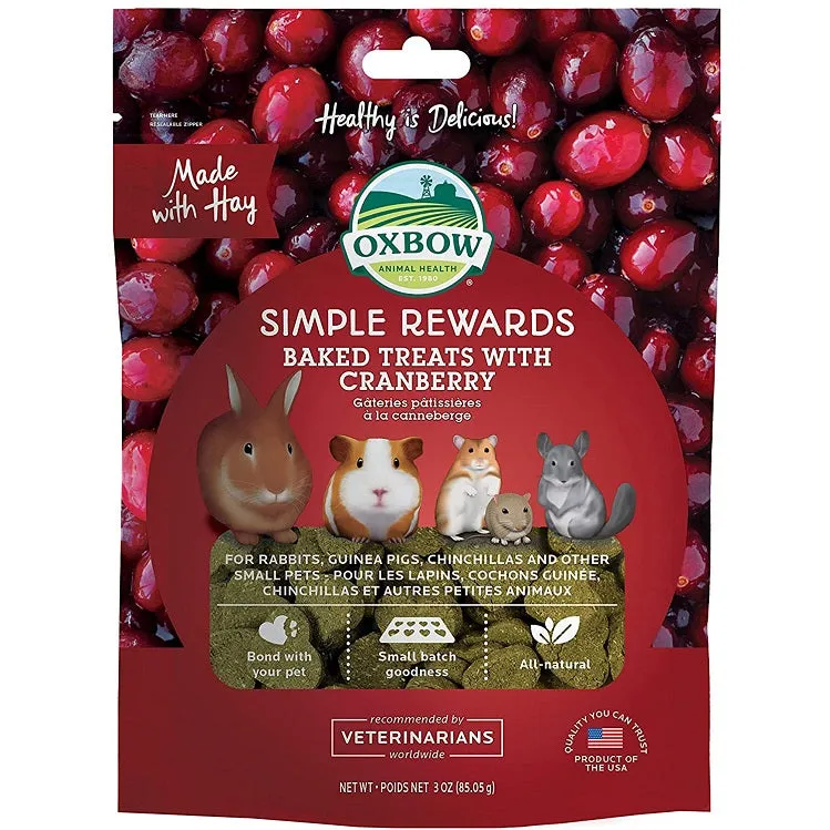 Oxbow Simple Rewards Baked Treats with Cranberry, 3 oz.