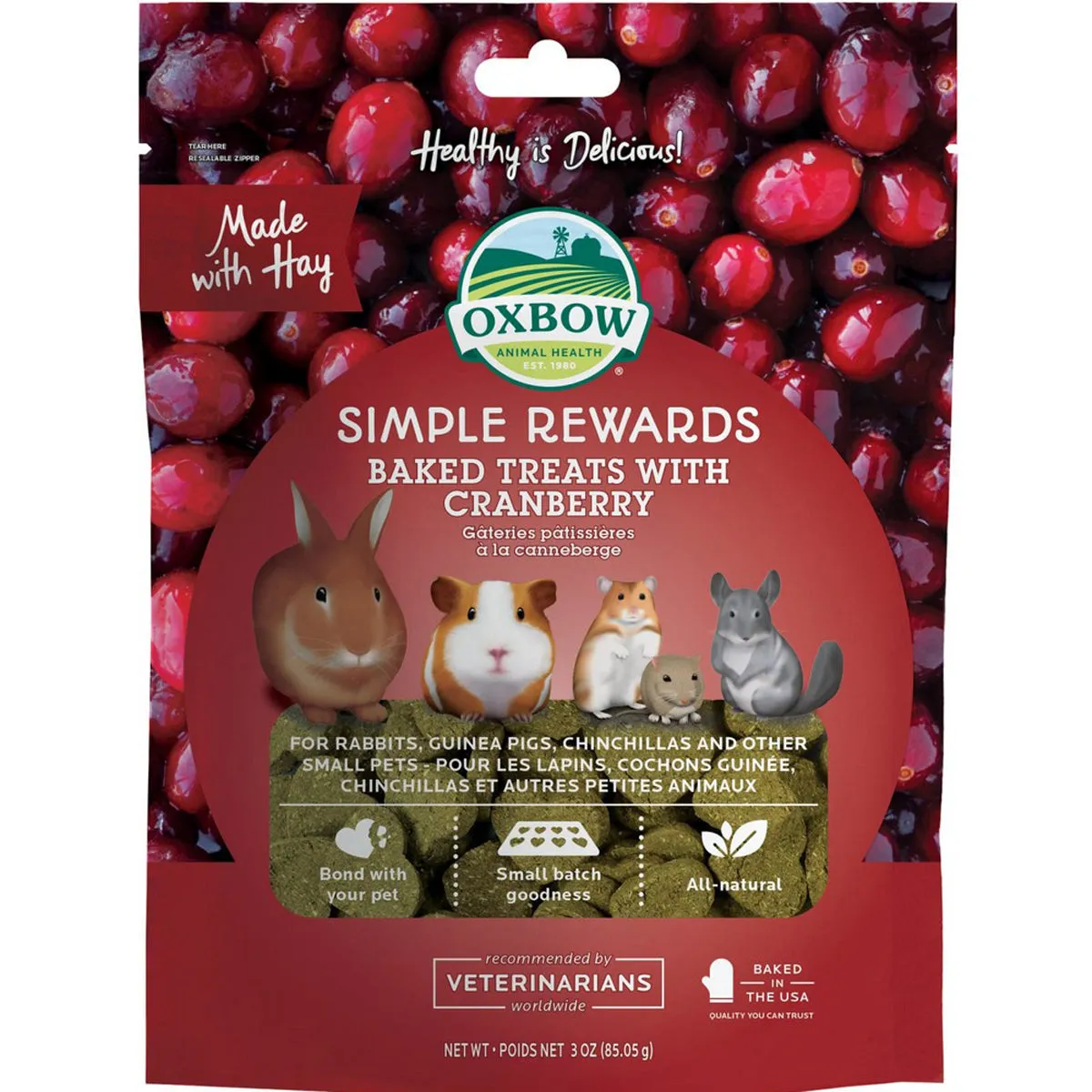 Oxbow Simple Rewards Cranberry Baked Treats 3oz