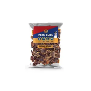 Pets Elite Chew Pigs Ear Strips  Dog Treat Pack 250g