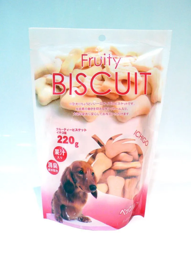 Petz Route Fruity Biscuits Strawberry Flavour Dog Treat 220g