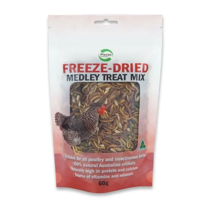 Pisces Freeze Dried Medley Treat Mix for Poultry 60g