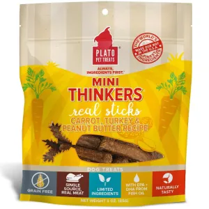 Plato Mini Thinkers Carrot, Turkey & Peanut Butter Grain-Free Dog Treats 3oz (Exp 14 Aug)