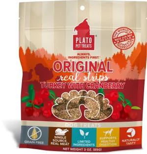 Plato Original Real Strips Turkey with Cranberry Dog Treats