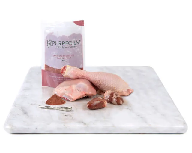 Purrform Chicken And Ground Bone With Heart - POUCH (6x70g)