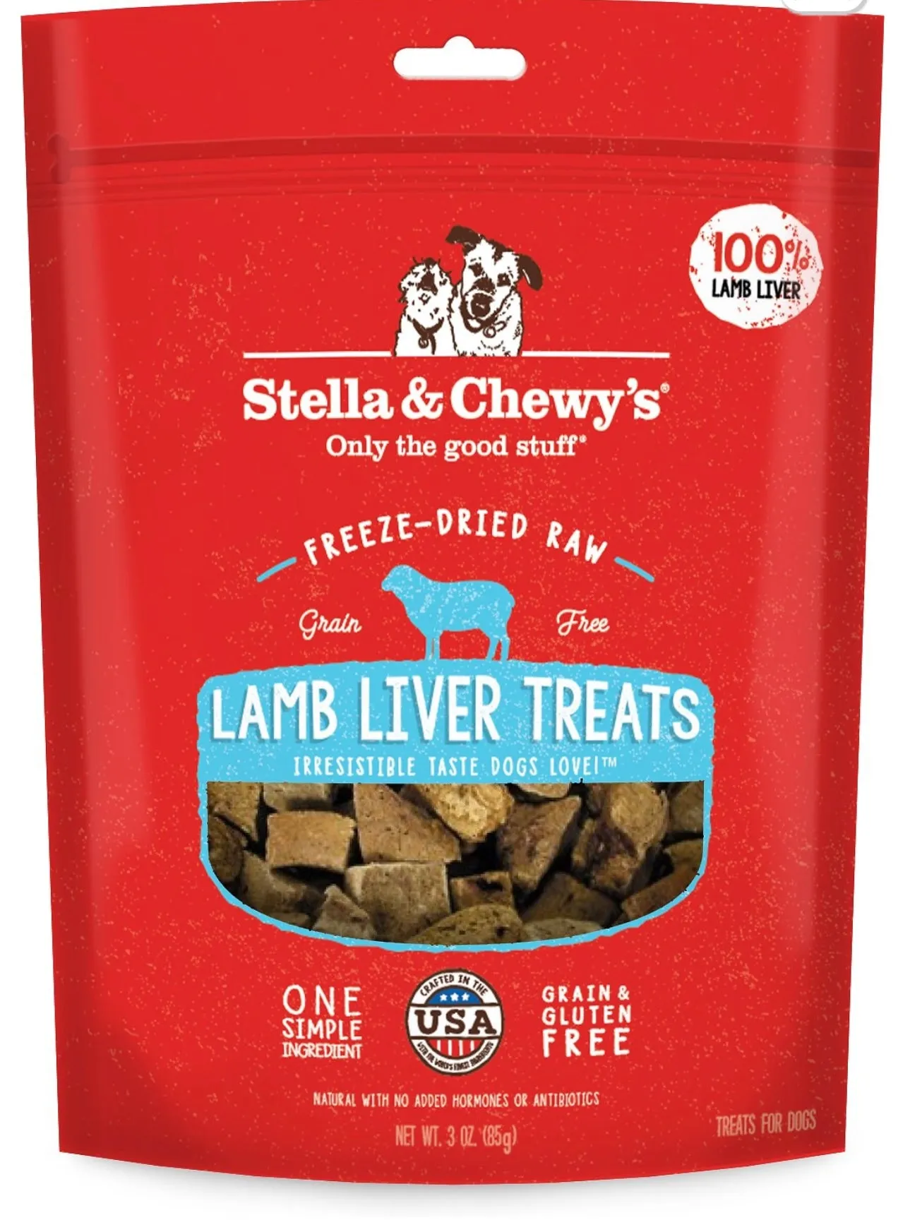 Stella & Chewy's 100% Lamb Liver Freeze-Dried Raw Dog Treats, 3oz