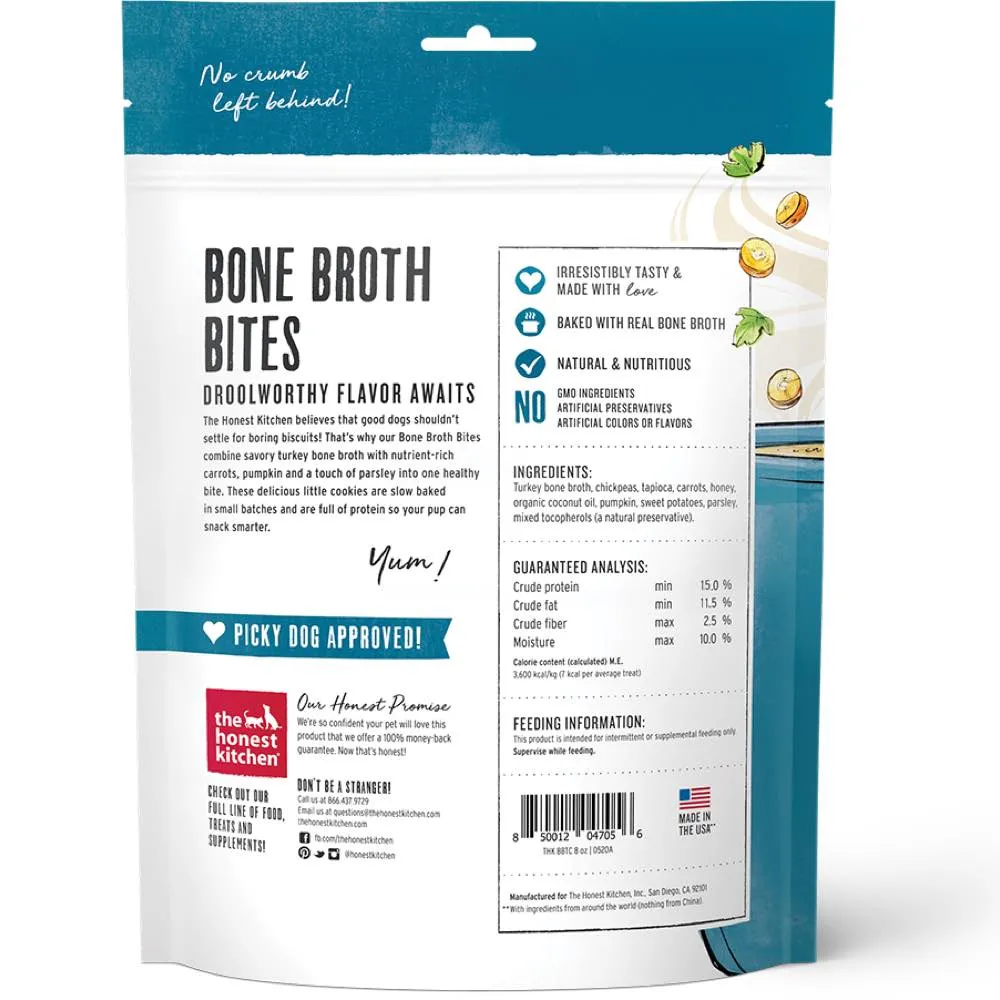 The Honest Kitchen Bone Broth Bites Turkey Bone Broth, Pumpkin & Parsley Grain-Free Dog Treats 8oz