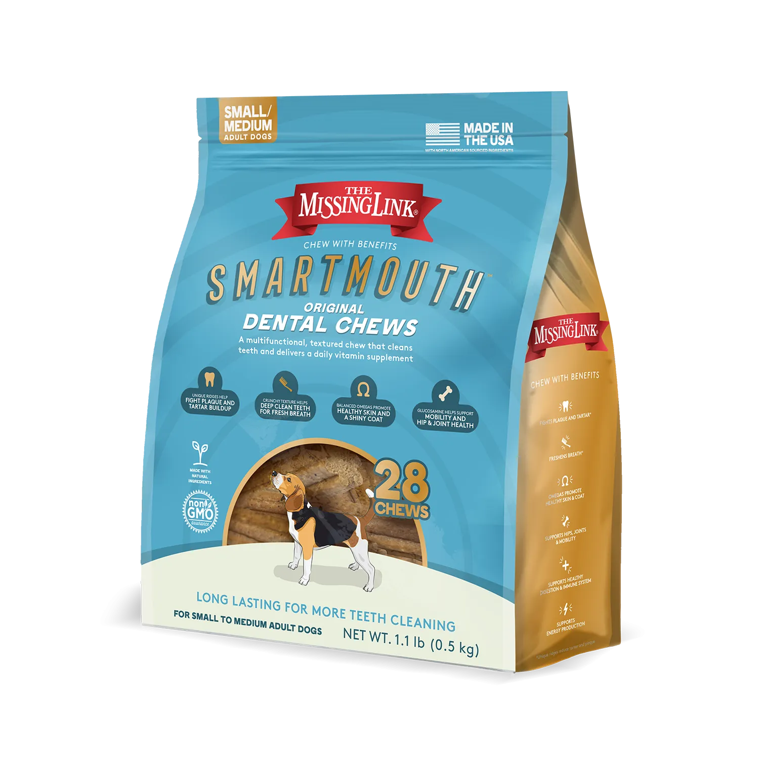 The Missing Link Smartmouth™ Dental Chews for Small/Medium Dogs 28 Count